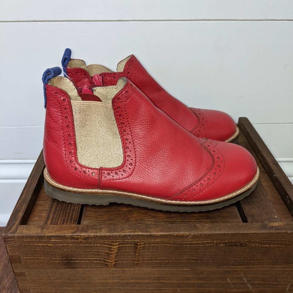 Mini Boden Red Leather Chelsea Girls Boots